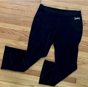 Y2K Juicy Couture Black Velour Spell Out Athletic Straight Leg Pull-On Pants XL●